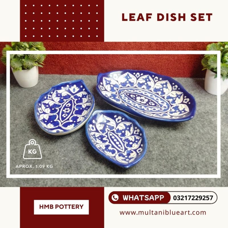 Leaf Dish Set -Multani Blue Pottery