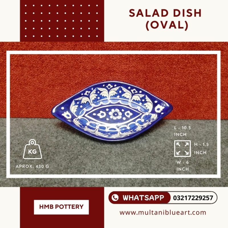 Salad Dish (Oval) - Multani Blue Pottery