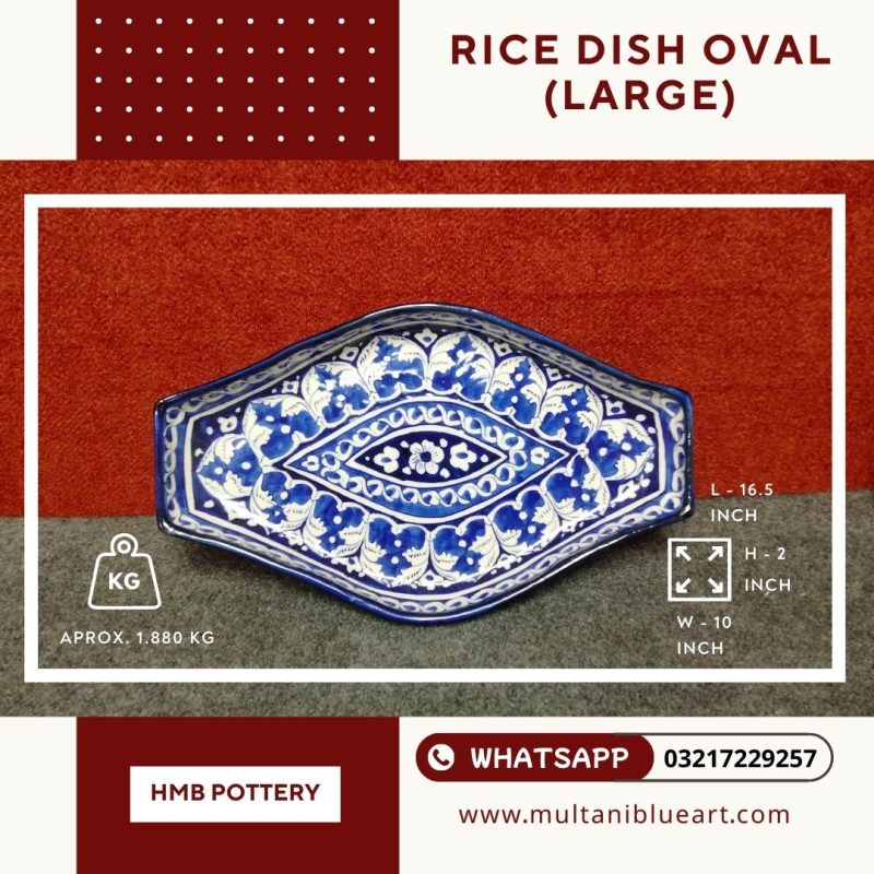 Rice Dish Oval (Large) - Multani Blue Pottery