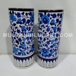 Cylinder Vase Blue Pottery