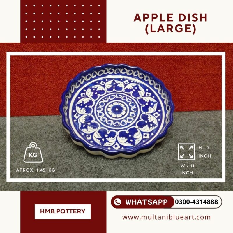 Apple Dish (Large) - Handmade Multani Blue Pottery