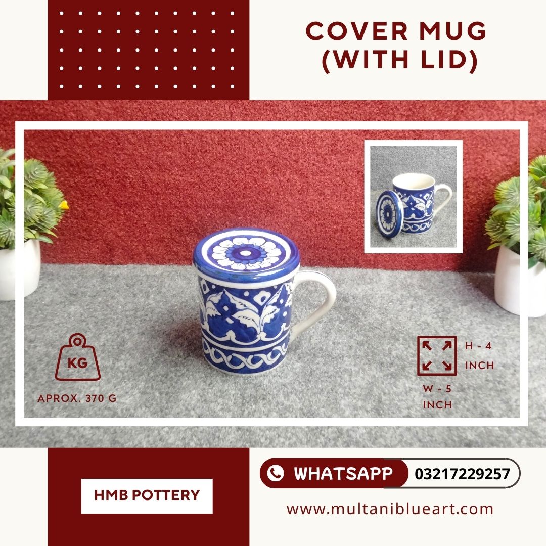 Cover Mug (With LID) - Multani Blue Pottery Cover Mug (With LID) - Multani Blue Pottery