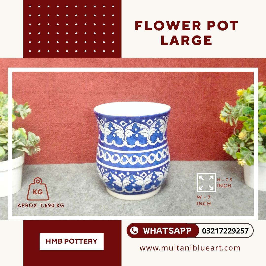 Multani Blue Pottery (20) Flower Pot Large - Multani Blue Pottery