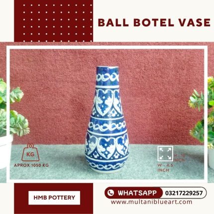 BALL BOTEL VASE - Multani Blue Pottery