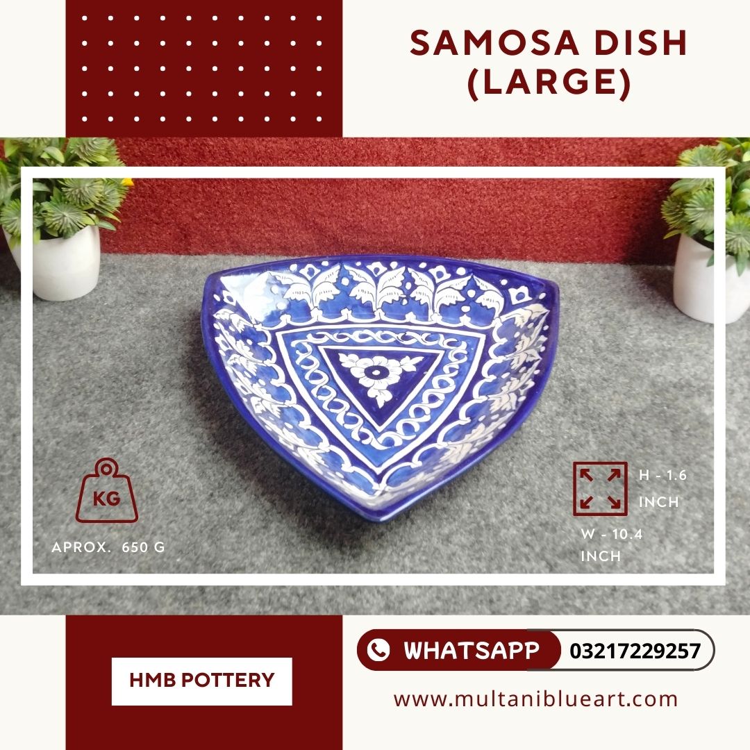 Samosa Dish (Large) - Multani Blue Pottery Samosa Dish (Large) - Multani Blue Pottery