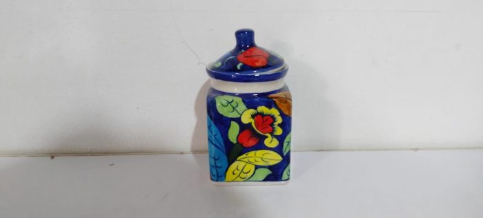Jam Jar Box Shape (Small) Blue Pottery