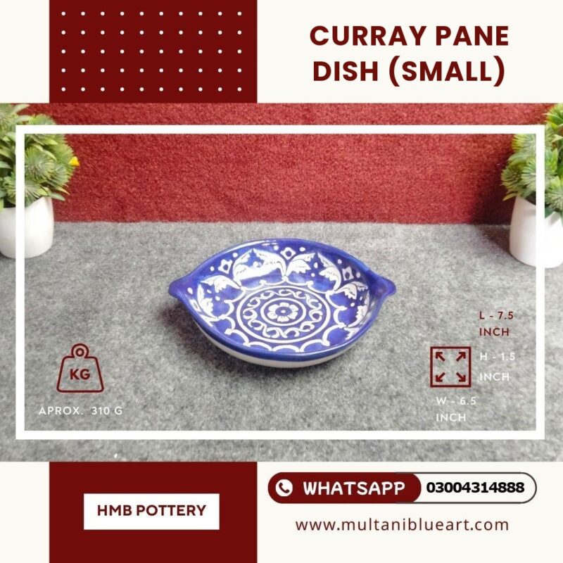 Curray Pane Dish Small - handmade Multani Blue Pottery