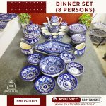 Dinner Set for 8 Persons of Multani Blue Pottery - Ghori Chain