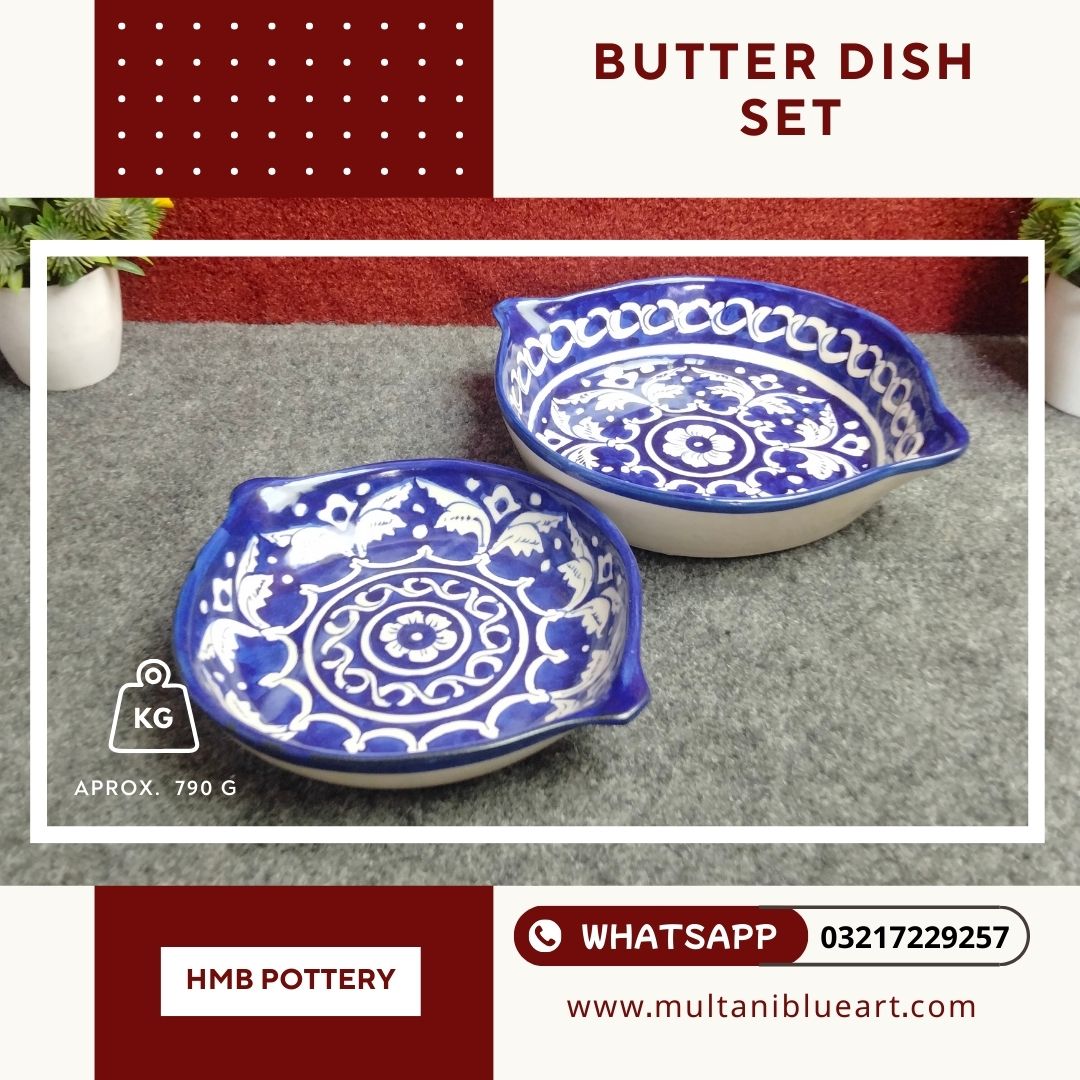 Butter Dish Set - Multani Blue Pottery Butter Dish Set - Multani Blue Pottery