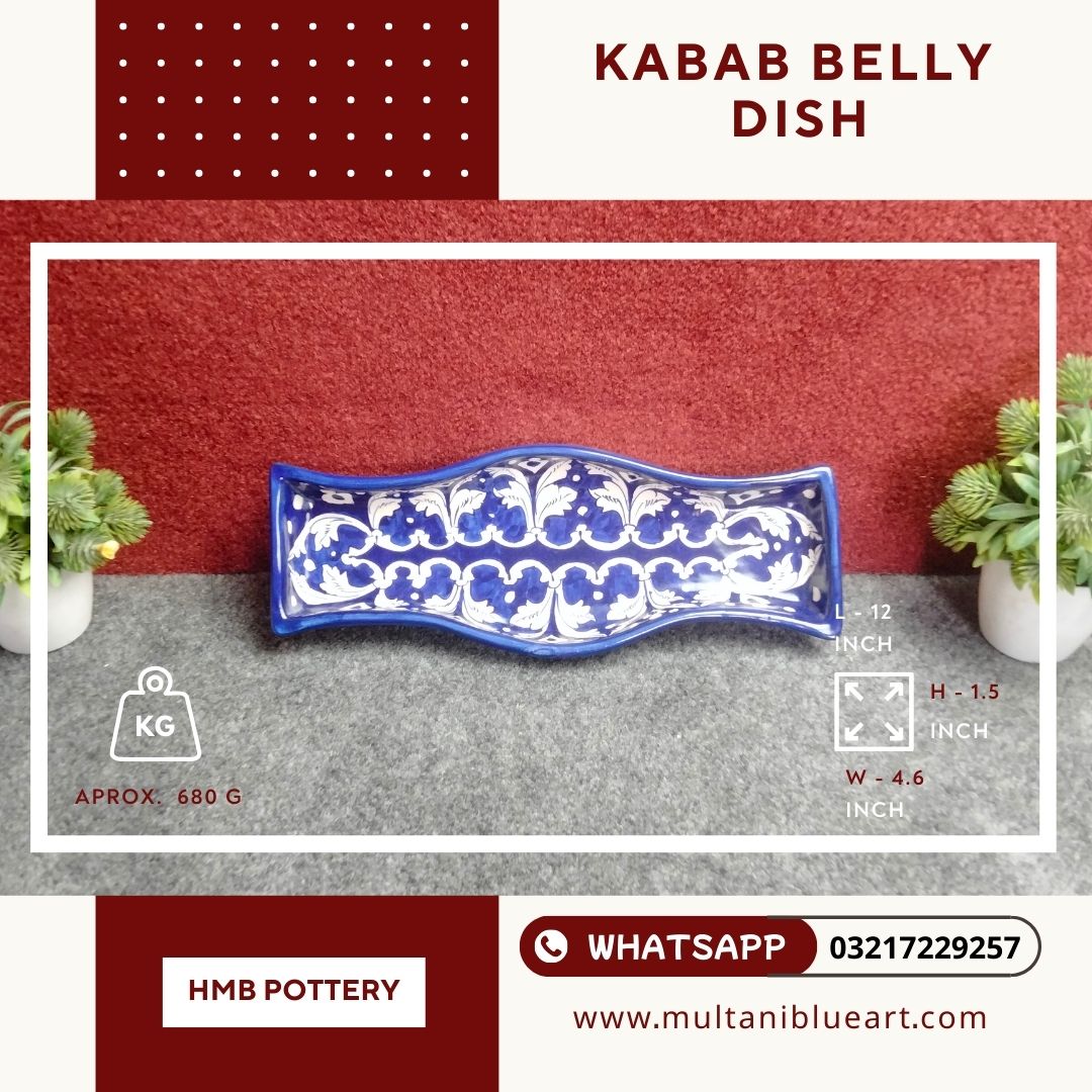 Kabab Belly Dish - Multani Blue Pottery Kabab Belly Dish - Multani Blue Pottery