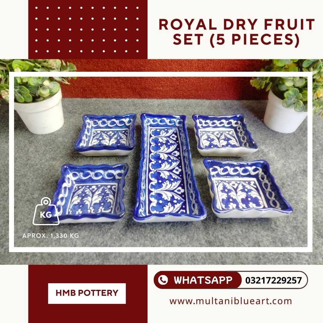 Royal Dry Fruit Set (5 Pieces) Kabab Boul - Multani Blue Pottery Royal Dry Fruit Set (5 Pieces) Kabab Boul - Multani Blue Pottery