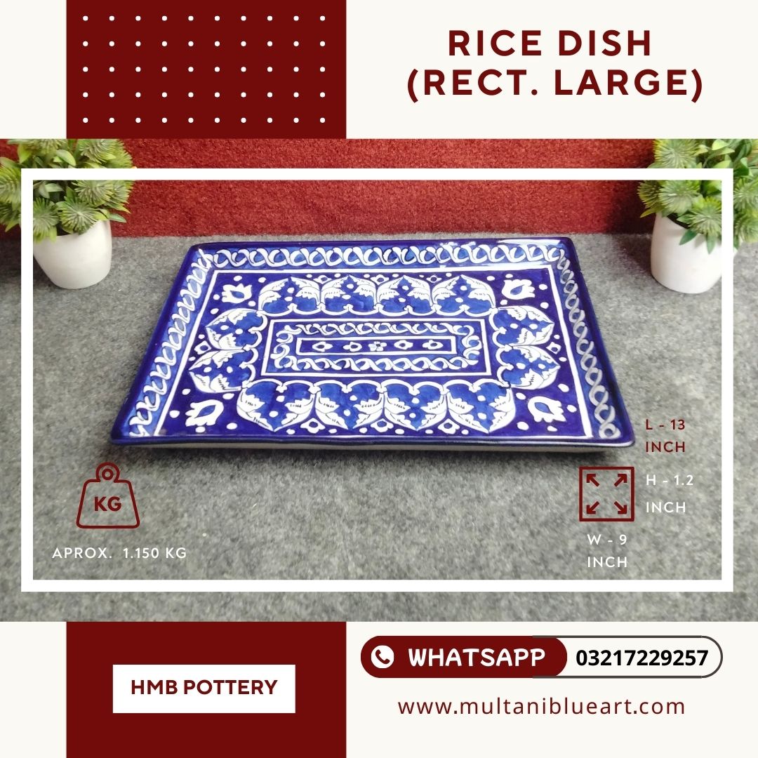 Rice Dish (Rectangel Large) - Multani Blue Pottery Rice Dish (Rectangel Large) - Multani Blue Pottery