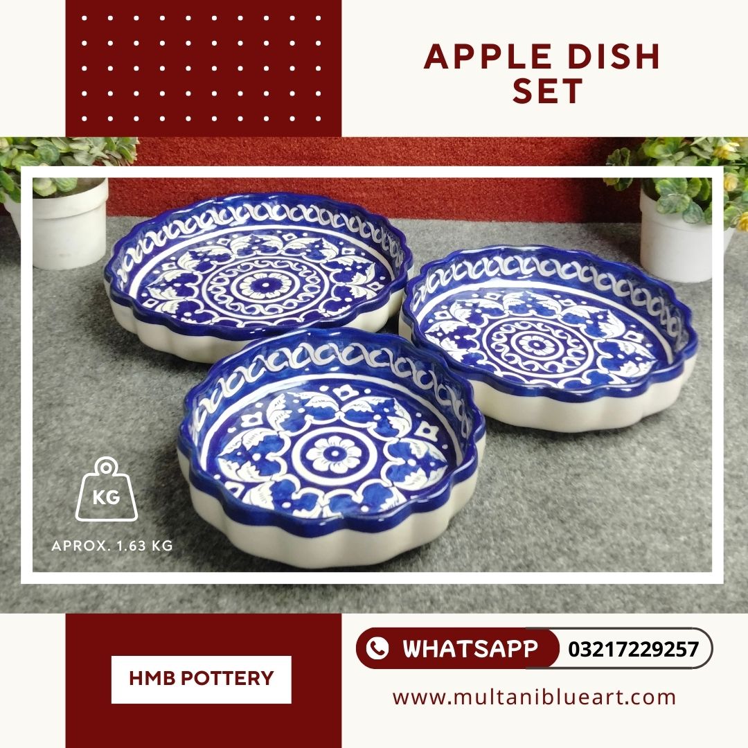 Apple Dish Set - Multani Blue Pottery Apple Dish Set - Multani Blue Pottery