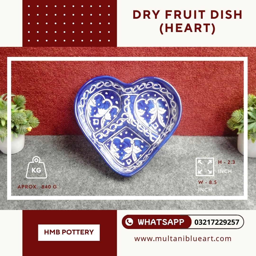 Dry Fruit Dish (Heart) - Multani Blue Pottery Dry Fruit Dish (Heart) - Multani Blue Pottery