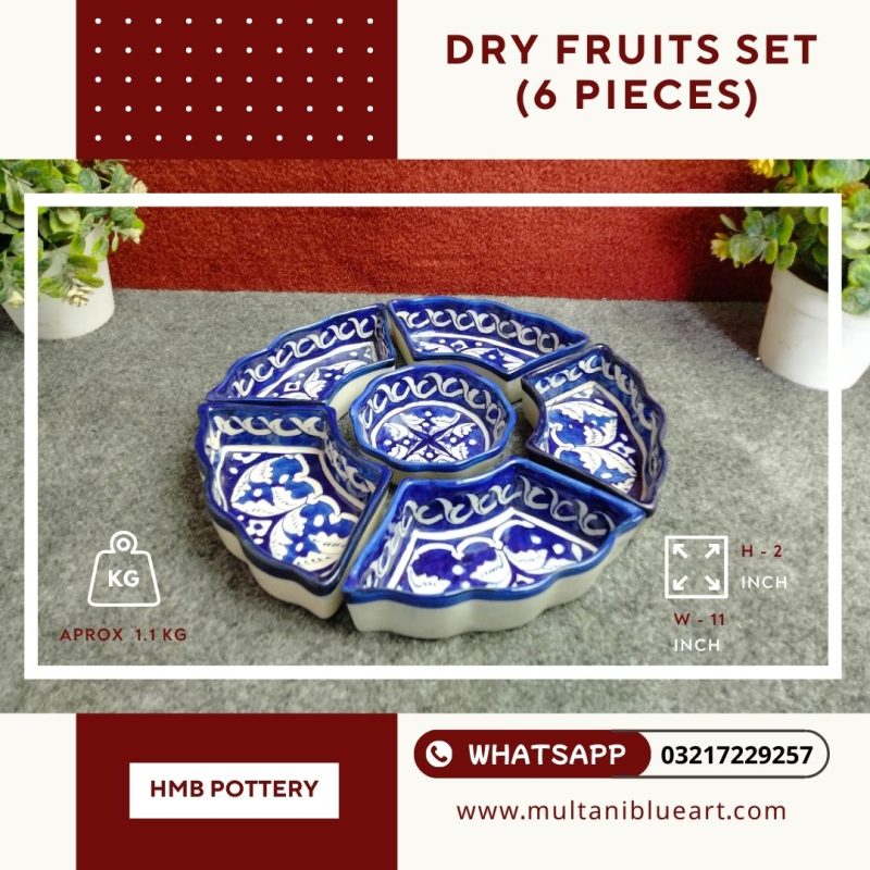 Dry Fruits Set (6 Pieces) - Multani Blue Pottery