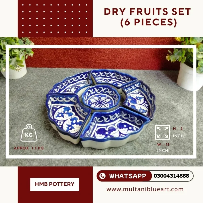 Dry Fruits Set (6 Pieces) - Multani Blue Pottery