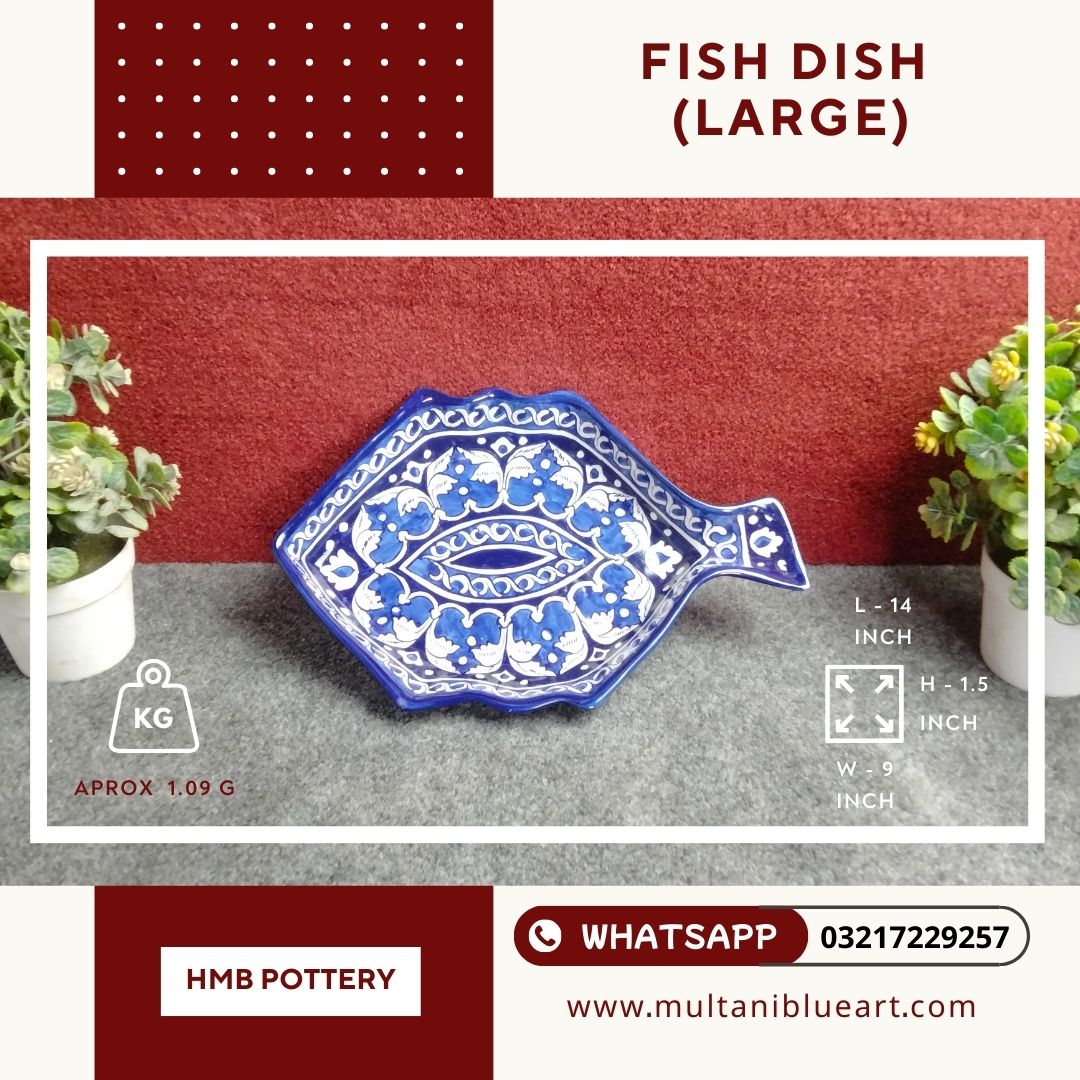 Fish Dish (Large) - Multani Blue Pottery Fish Dish (Large) - Multani Blue Pottery