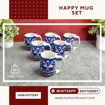 Happy Mug Set - Multani Blue Pottery