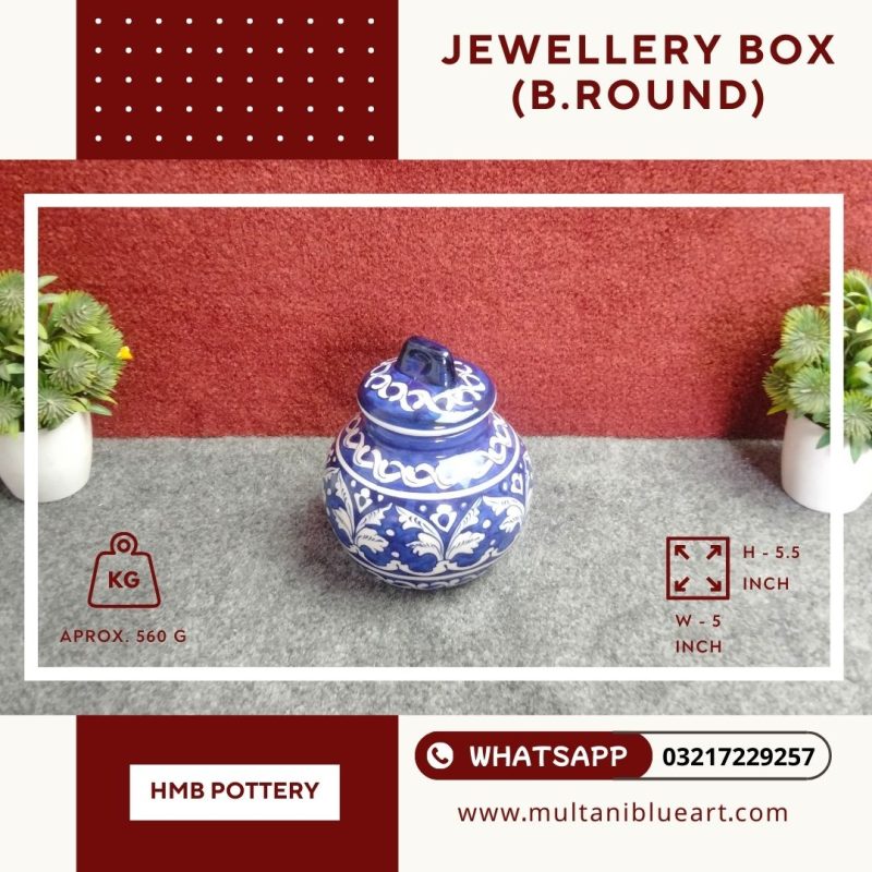Jewellery Box (B.Round) - Multani Blue Pottery