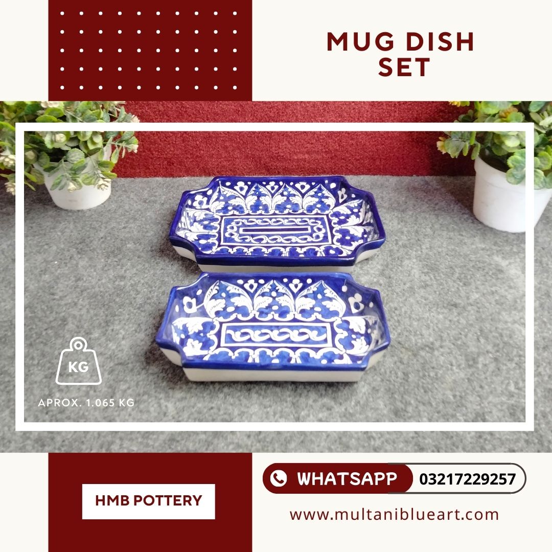 Mug Dish Set - Multani Blue Pottery Mug Dish Set - Multani Blue Pottery