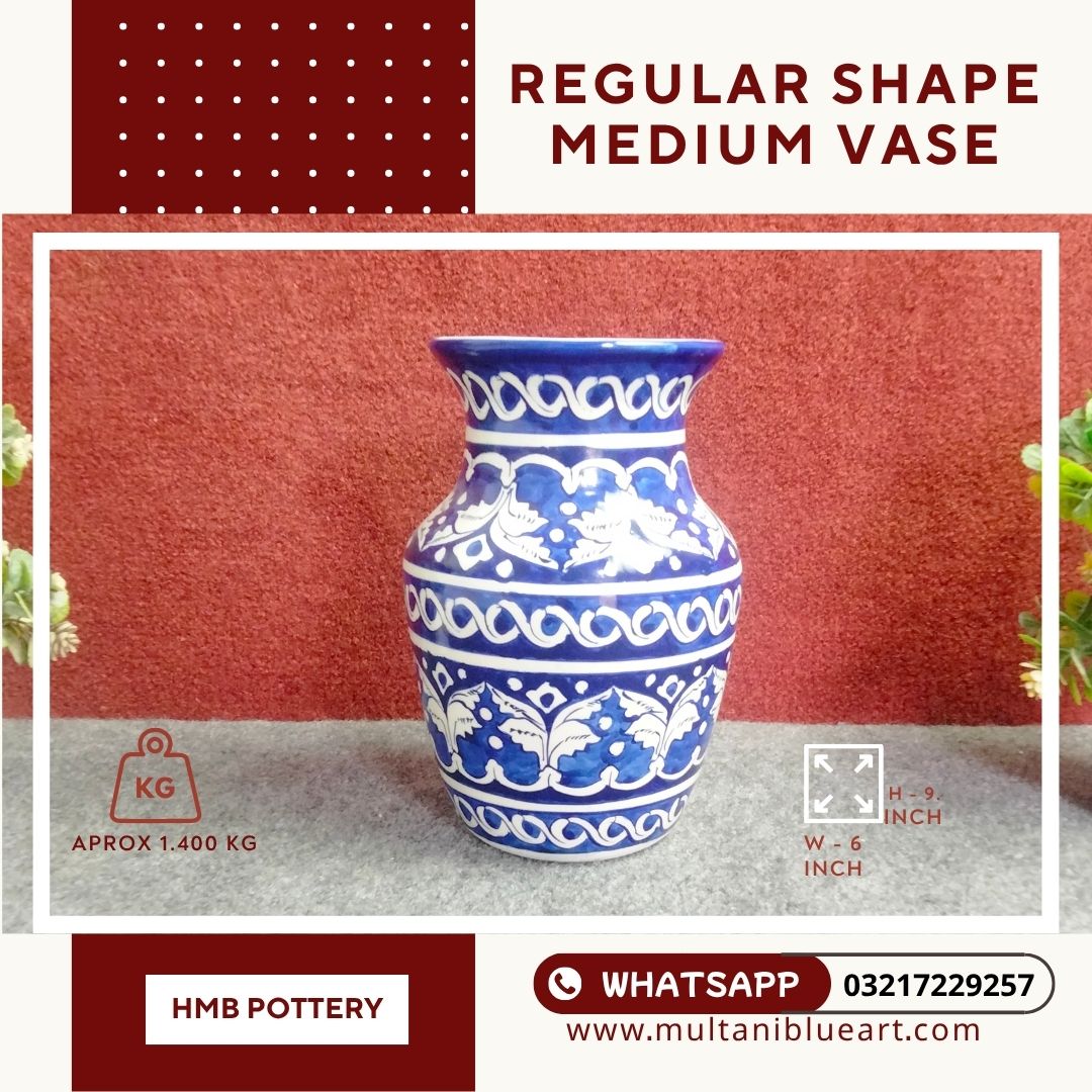 Multani Blue Pottery (6) Regular Shape Medium Vase - Multani Blue Pottery