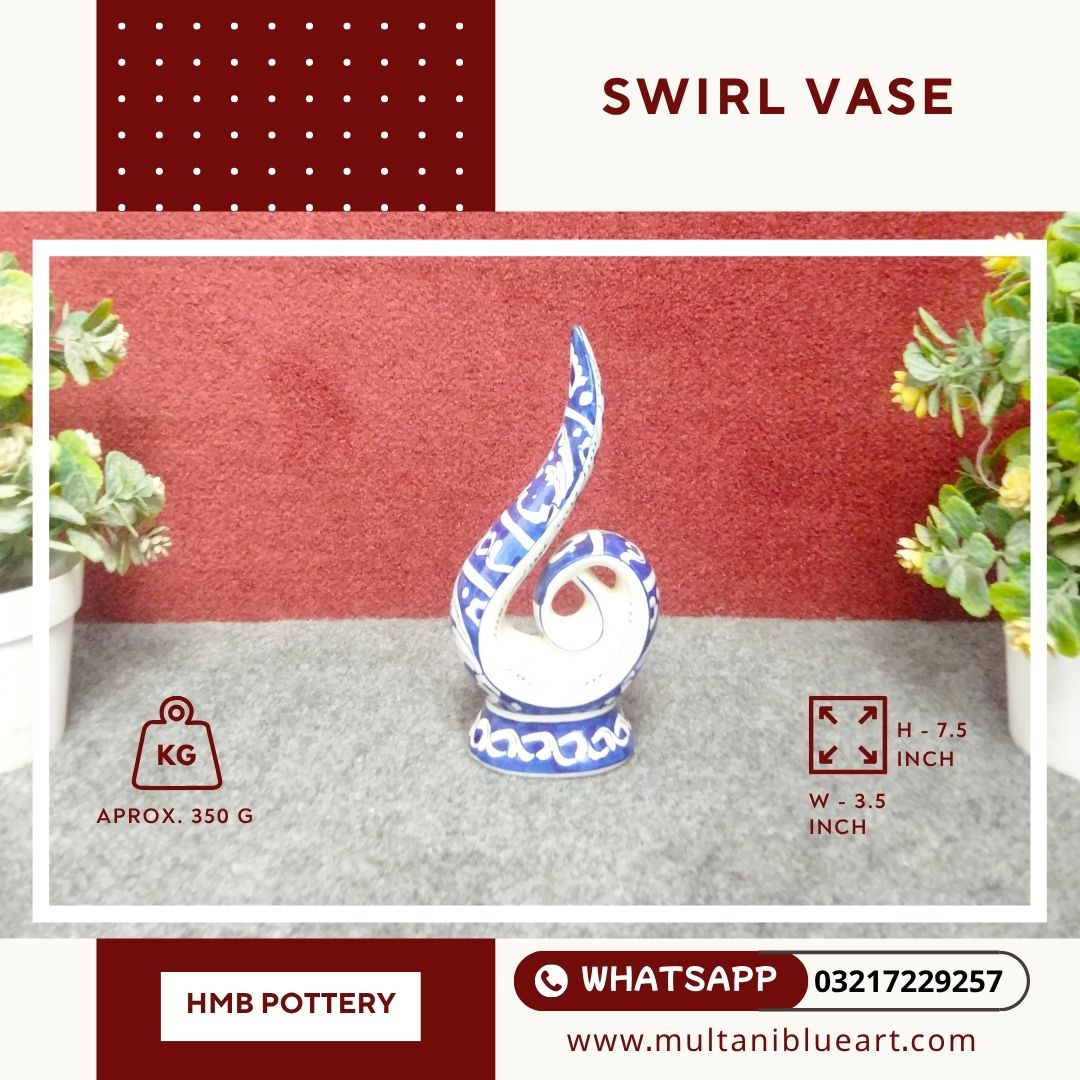 Multani Blue Pottery Swirl Vase - Multani Blue Pottery
