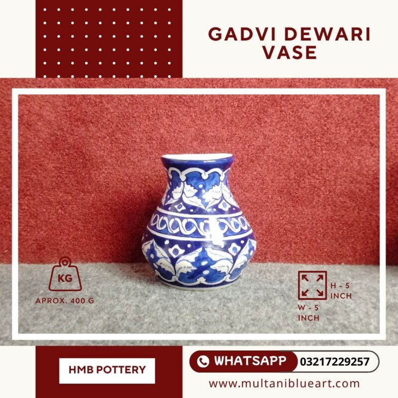 Gadvi Dewari Vase - Multani Blue Pottery