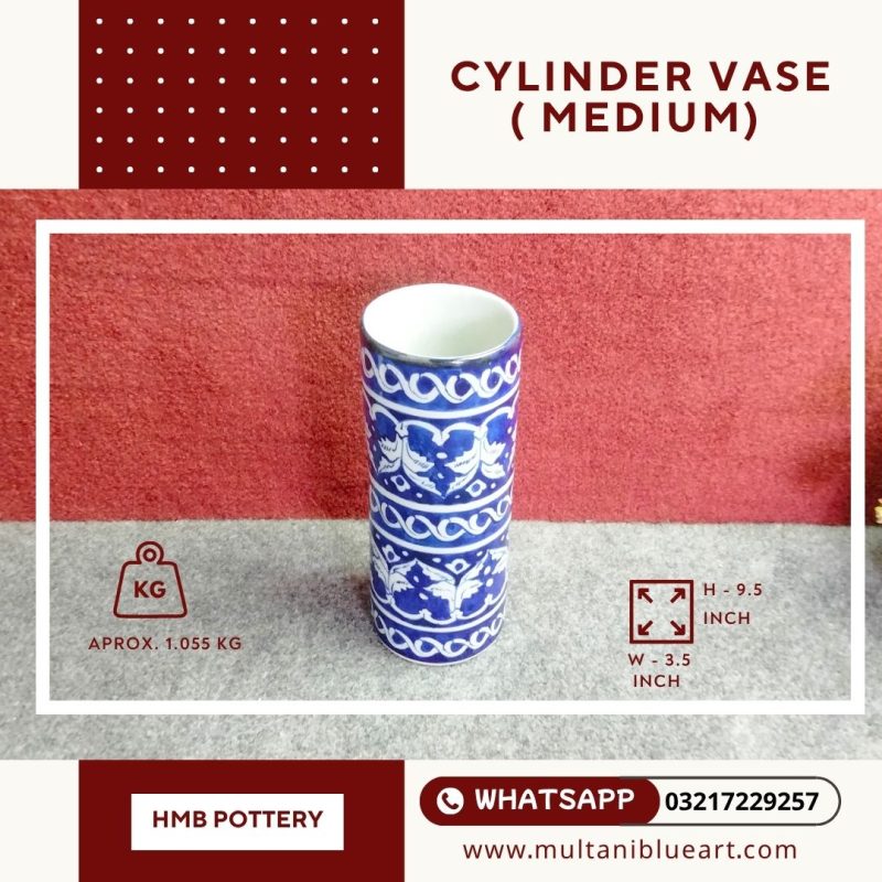 Cylinder Vase (Medium) - Multani Blue Pottery