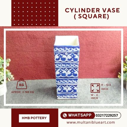 Cylinder Vase Square - Multani Blue Pottery