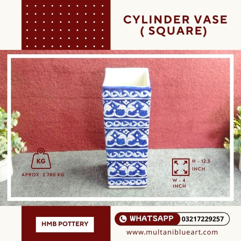 Cylinder Vase Square - Multani Blue Pottery