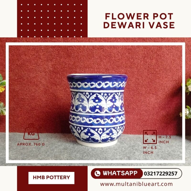 Flower Pot Dewari Vase - Multani Blue Pottery