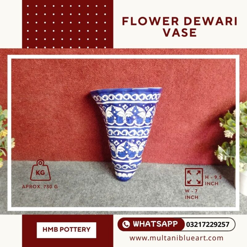 Flower Dewari Vase - Multani Blue Pottery