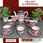 Tea Set 6 Person (15 Pieces) - Full Bharai Red