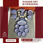 Dinner Set for 8 Persons of Multani Blue Pottery - New Kashi Design