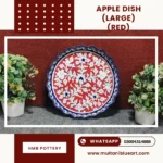 Apple Dish Large - Full Bharai Red Design , handmade Multani Blue Pottery