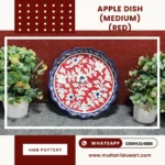 Apple Dish Medium - Full Bharai Red Design , handmade Multani Blue Pottery
