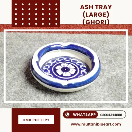 Ash Tray Large - Ghori Design , handmade Multani Blue Pottery