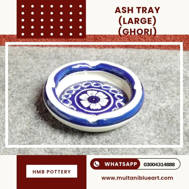 Ash Tray Large - Ghori Design , handmade Multani Blue Pottery