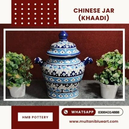 Chinese Jar - Khaadi Design , handmade Multani Blue Pottery