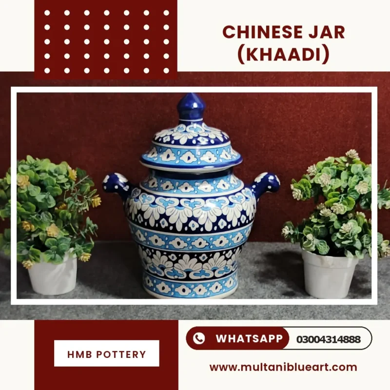Chinese Jar - Khaadi Design , handmade Multani Blue Pottery