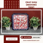 Fruit Dish (Medium) - Full Bharai Red Design , handmade Multani Blue Pottery