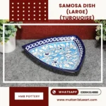 Samosa Dish Large - Full Bharai Terquize Design , handmade Multani Blue Pottery