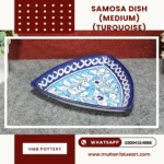 Samosa Dish Medium - Full Bharai Terquize Design , handmade Multani Blue Pottery