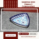 Samosa Dish Small - Full Bharai Terquize Design , handmade Multani Blue Pottery