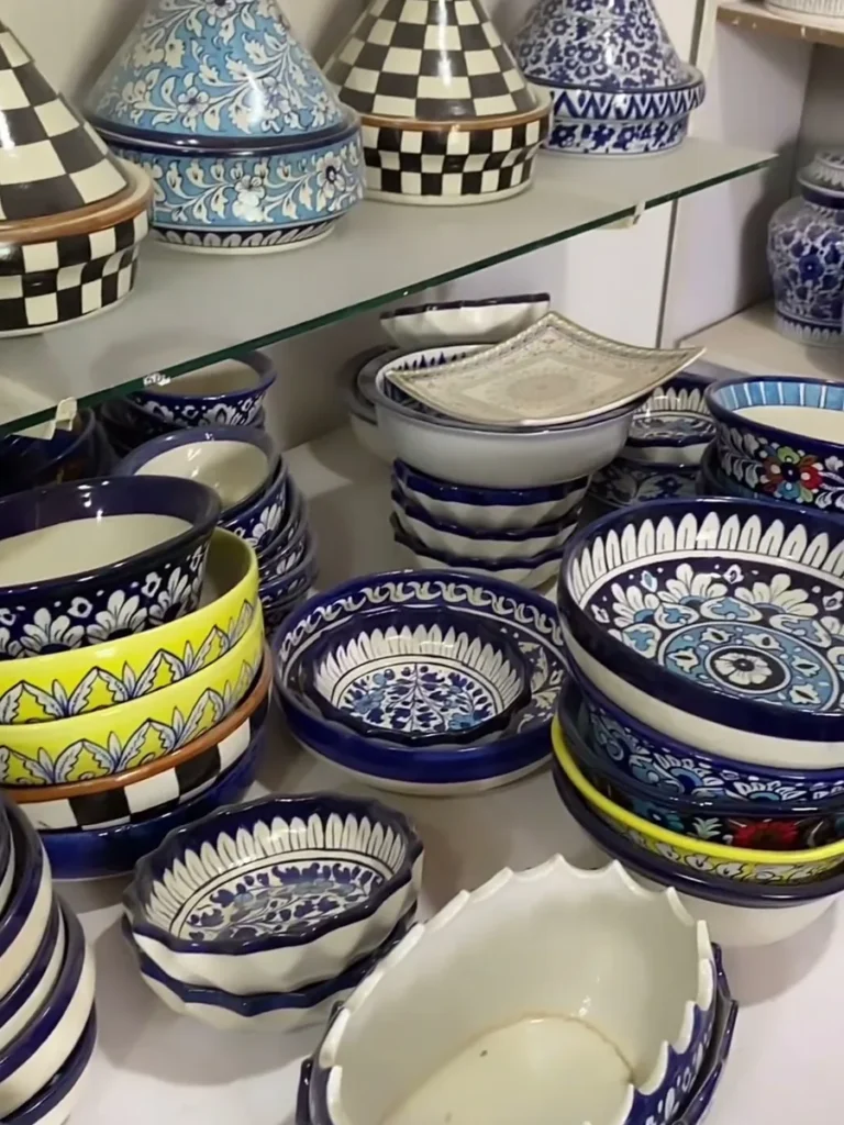Lidded serving dishes and bowls in the display centre