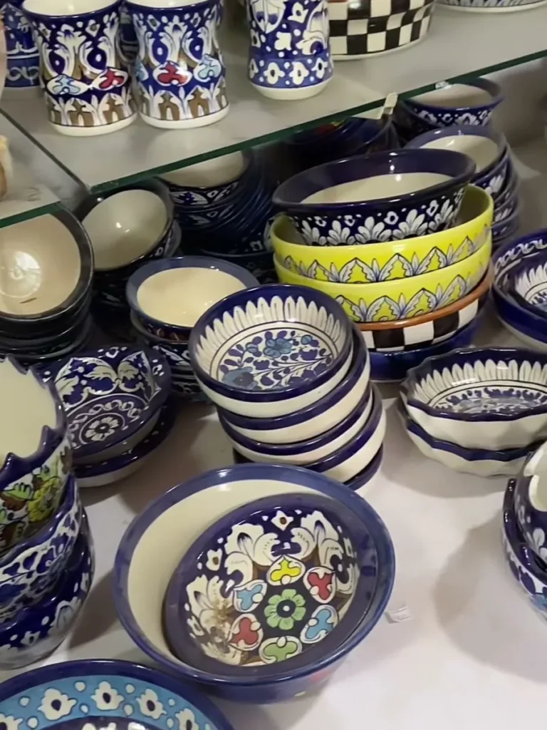 Serving bowls stacked in the display centre