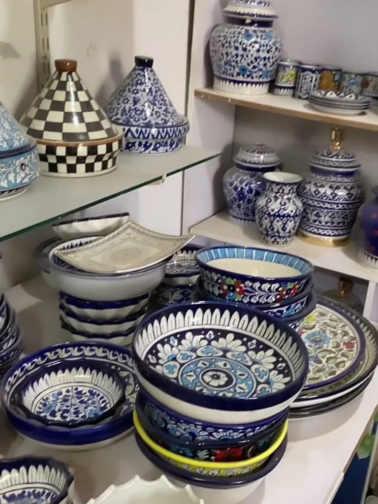 A corner of the showroom stacked with serving bowls