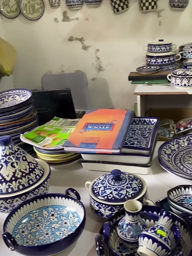 The main display table in the showroom